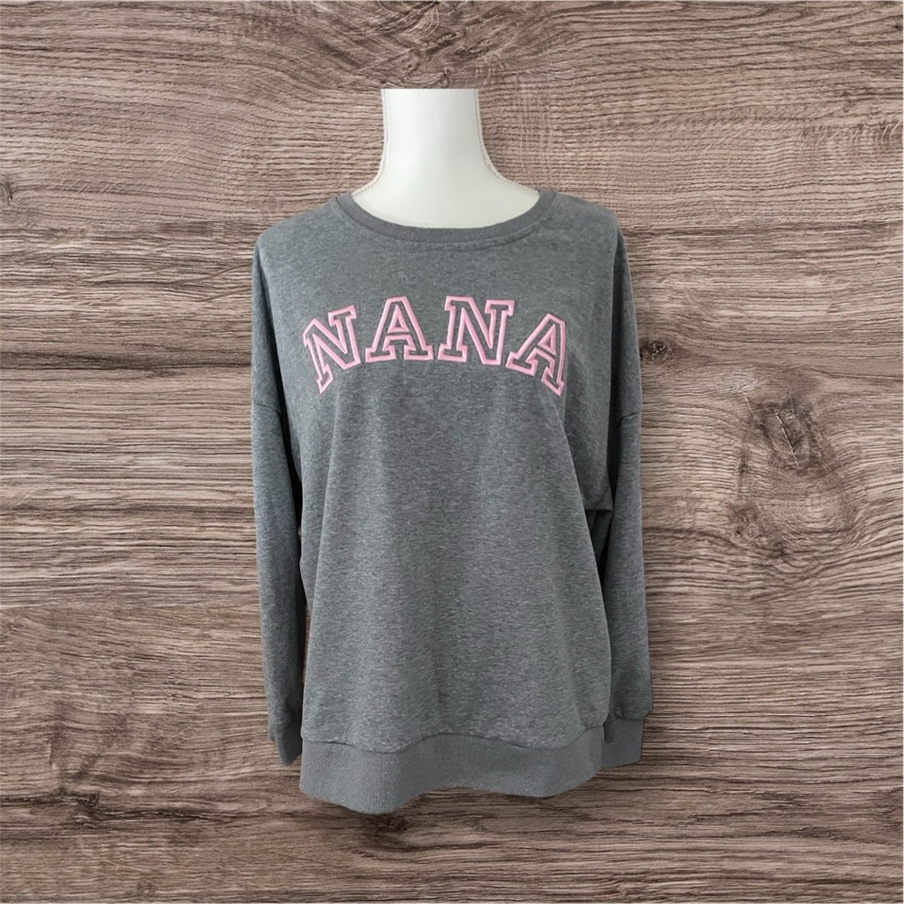 NWOT Women’s Gray Crewneck Sweatshirt With NANA Printed On Front